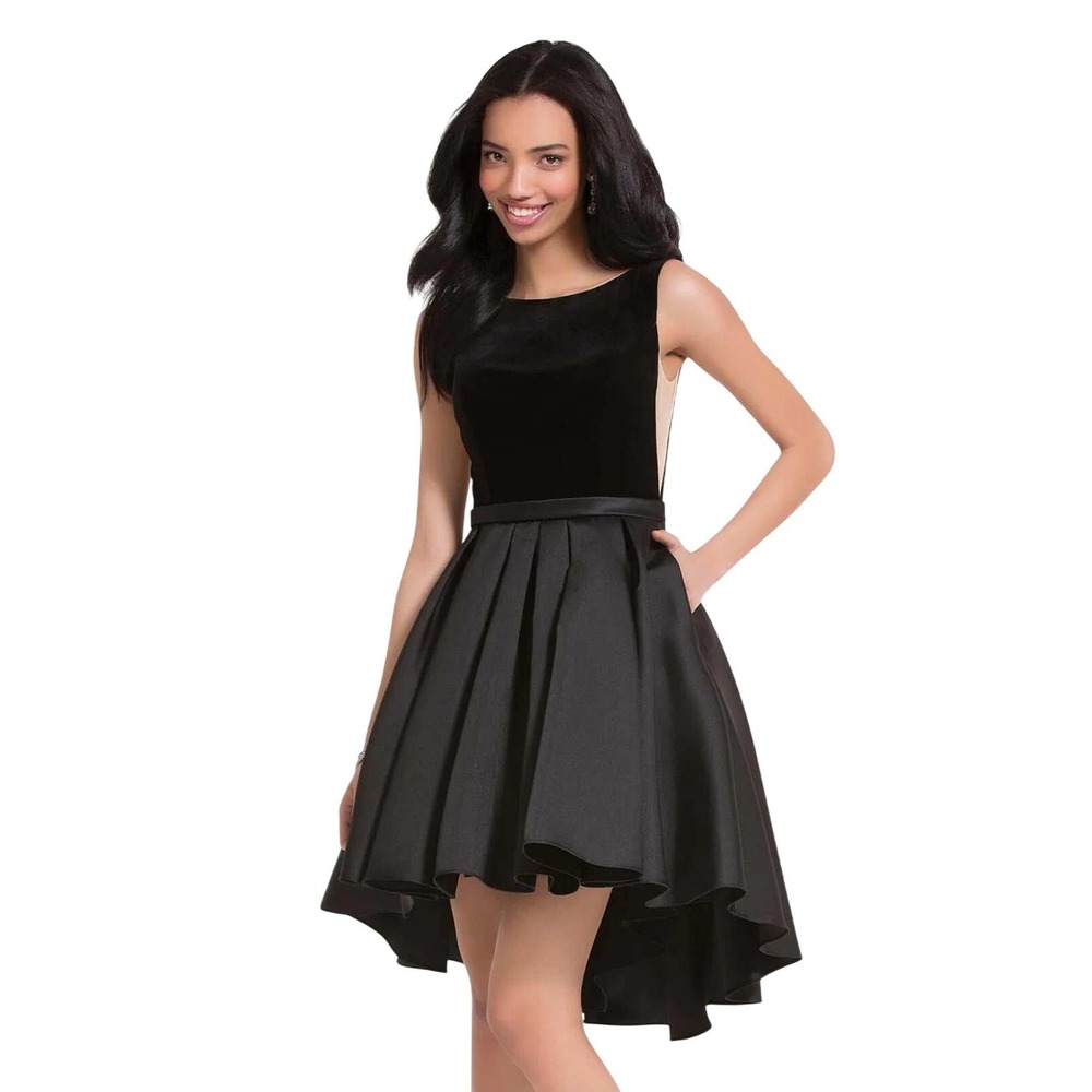 Alyce Paris Women's Sleeveless Velvet Satin High Low Fit & Flare Dress Sz 4 NWT